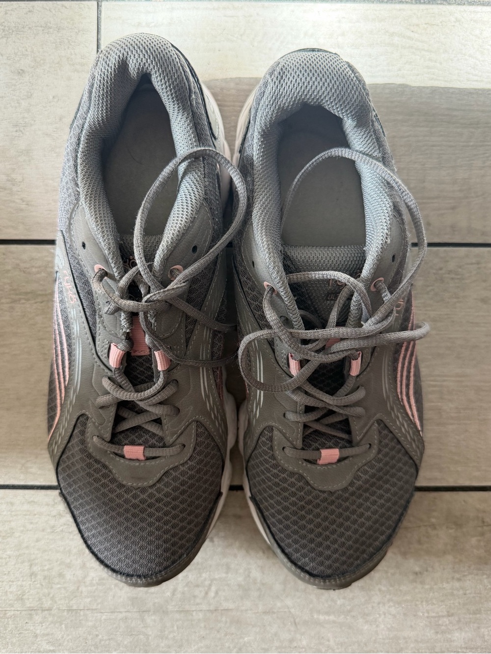 Ryka Gray Athletic Sneakers with Pink Accents